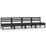 ZNTS 4 Piece Garden Lounge Set Black Solid Pinewood 3082486