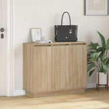 LED Sideboard Sonoma Oak 90 x 32 x 75 cm Engineered Wood 869676