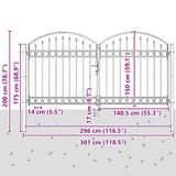 Fence gate with Lock Grey 300 x 150 cm Steel 42008935