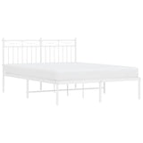 Metal Bed Frame without Mattress with Headboard White 140x200cm 373741