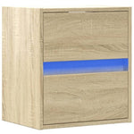 ZNTS Wall-mounted Bedside Cabinet with LED Lights Sonoma Oak 3307965