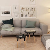 Side Table Set of 2 Black Solid pinewood legs, MDF top Small 244735