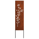 Garden Privacy Screen Floral Rusty 32 x 140 cm Weathering steel 876258