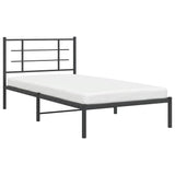 Bed Frame Black Powder-Coated Steel Single Modern Bed Frame 355556