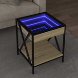 Coffee Table with Infinity LED Sonoma Oak 40x40x49 cm 847693