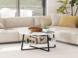 Two-Tier Marble-Effect Coffee Table - White/Black T3398P342304