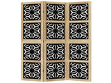 Room Divider 3 Panels Brown and Black Solid Wood Paulownia 358797