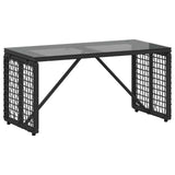 Outdoor Table Black 80 x 40 x 40 cm PE Rattan and Glass 42025182