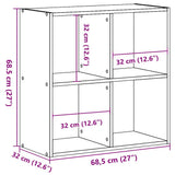 Bookcase Black 68,5x32x68,5 cm Engineered Wood 852826