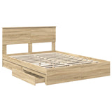 Storage Bed with Drawer Sonoma Oak 150 x 200 cm Engineered Wood 3408447