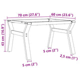 ZNTS Coffee Table Legs Y-Frame 70x60x43 cm Steel 357921