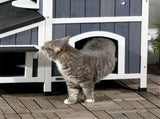 Gray Modern Outdoor Cat Furniture Weather-Resistant Roof, Garden Bed, Multi-Entry Cat House 40275527