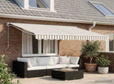 Retractable Awning Light Grey and White 3.5 x 2 m 3425718