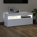 804382 TV Cabinet with LED Lights White 90x35x40 cm
