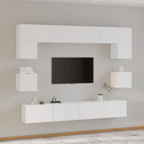8 Piece TV Cabinet Set White Engineered Wood 3114414