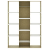 ZNTS Room Divider/Book Cabinet White and Sonoma Oak 100x24x140 cm Engineered Wood 800446