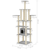 Cat Tree with Sisal Scratching Posts Light Grey 183 cm 171483