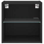 ZNTS Bedside Cabinets with LED Lights Wall-mounted 2 pcs Black 837067