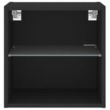 ZNTS Bedside Cabinets with LED Lights Wall-mounted 2 pcs Black 837067