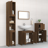 ZNTS 4 Piece Bathroom Furniture Set Brown Oak Engineered Wood 3143930