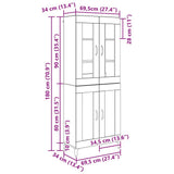Highboard Black Oak 69.5 x 34 x 180 cm Engineered Wood 3403582