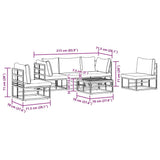 Garden Sofa Set with Cushion 6 pcs Black Aluminium 3378847