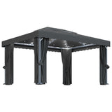 Gazebo with Curtain&LED String Lights 4x3 m Anthracite 3070355