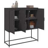 Highboard Black Steel Medium Highboard Rectangular Industrial 846536