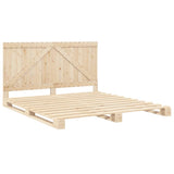 Bed Frame without Mattress with Headboard 200x200 cm Solid Wood 3281555
