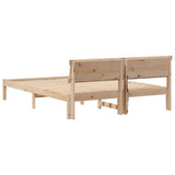 Bed Frame with Headboard Brown 140 x 200 cm Solid Pine Wood 872818