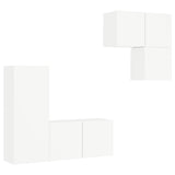4 Piece TV Wall Units White Engineered Wood 3216428