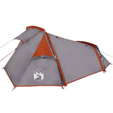 Camping Tent Tunnel 2-Person Grey and Orange Waterproof 94614