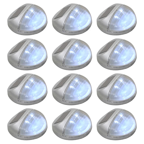 Outdoor Solar Wall Lamps LED 12 pcs Round Silver 44473