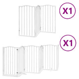 Dog Gate with Door Foldable 9 Panels White 450 cm Poplar Wood 3155594