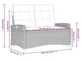 Reclining Garden Bench with Cushions Light Grey Poly Rattan 368231