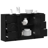 Sideboard with Drawer 3 pcs Black Oak Engineered Wood 3332544
