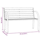 Garden Bench Natural Wood Chinese Fir Wood, Steel Kids Size Tough 317119