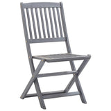 Outdoor Chair Set of 6 Grey Solid Acacia Wood Medium Foldable 3065520