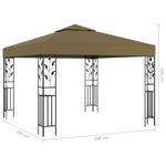 ZNTS Gazebo with LED String Lights 3x3 m Taupe 3070312