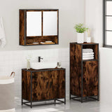 3 Piece Bathroom Furniture Set Smoked Oak Engineered Wood 3300977