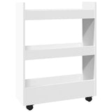 ZNTS Narrow Storage Trolley 3 Tier White Engineered Wood 855250