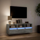 TV Wall Cabinet with LED Lights Grey Sonoma 130x31x45 cm 852346