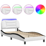 Bed Frame with LED without Mattress "Hvar" White and Black 90x200 cm 3213912