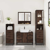 ZNTS 4 Piece Bathroom Furniture Set Brown Oak Engineered Wood 3301294