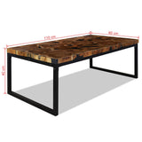 Coffee Table Black and Brown Teak Wood and Resin 110x60x40 cm 244551