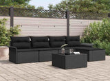 Outdoor Sofa with Cushion 6 pcs Black Poly Rattan 3345333