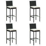 9 Piece Garden Bar Set with Cushions Poly Rattan Black 3095454