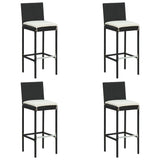 5 Piece Garden Bar Set with Cushions Poly Rattan Black 3095457