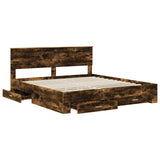 Bed Frame with Drawer Smoked Oak 180 x 200 cm Engineered Wood 3410865