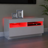 TV Cabinet with LED Lights High Gloss White 80x35x40 cm 804451